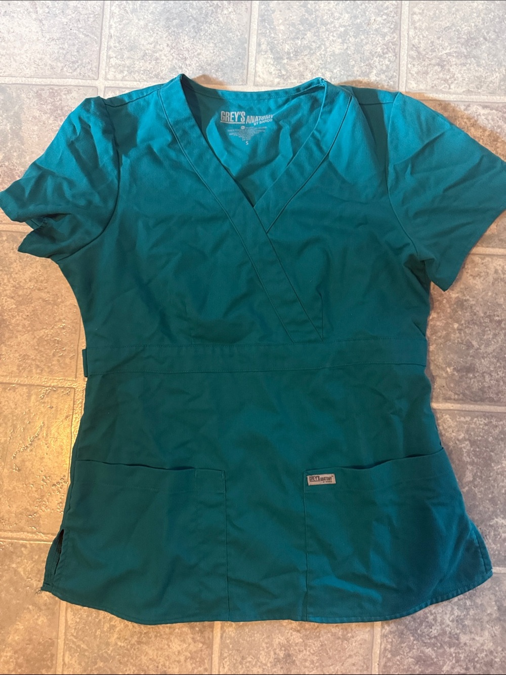 Grey's Anatomy Teal V-Neck Scrub Top with Front Pockets